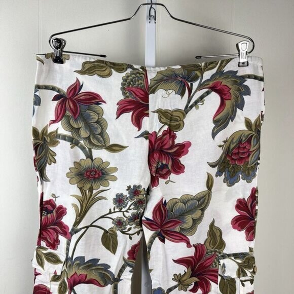 Vintage RAMPAGE Linen‎ Cargo Pants Womens 5 Floral Print White Drawstring - Picture 5 of 6